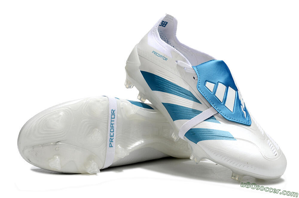 Adidas Predator Elite Foldover Tongue FG Firm Ground Soccer Cleats - White/Blue 3