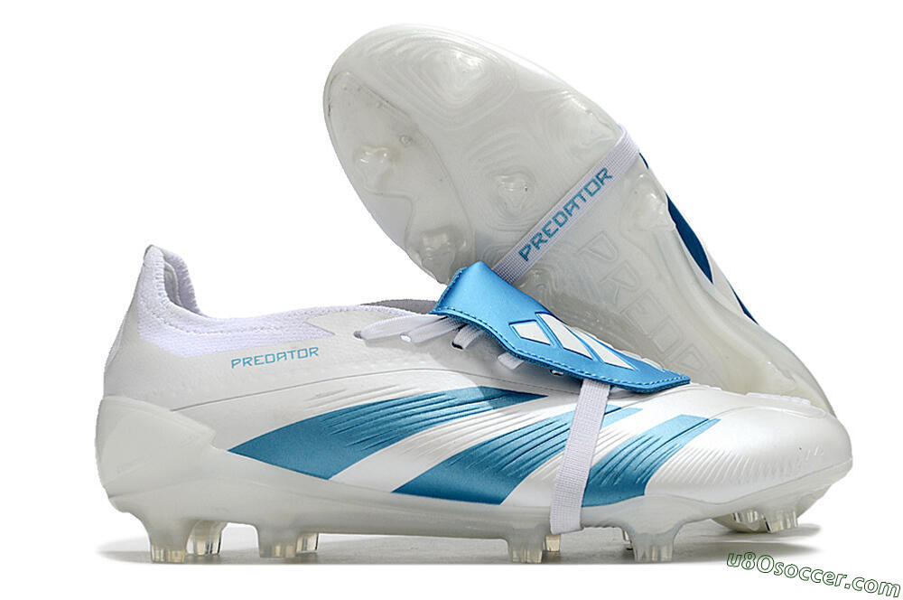 Adidas Predator Elite Foldover Tongue FG Firm Ground Soccer Cleats - White/Blue 1