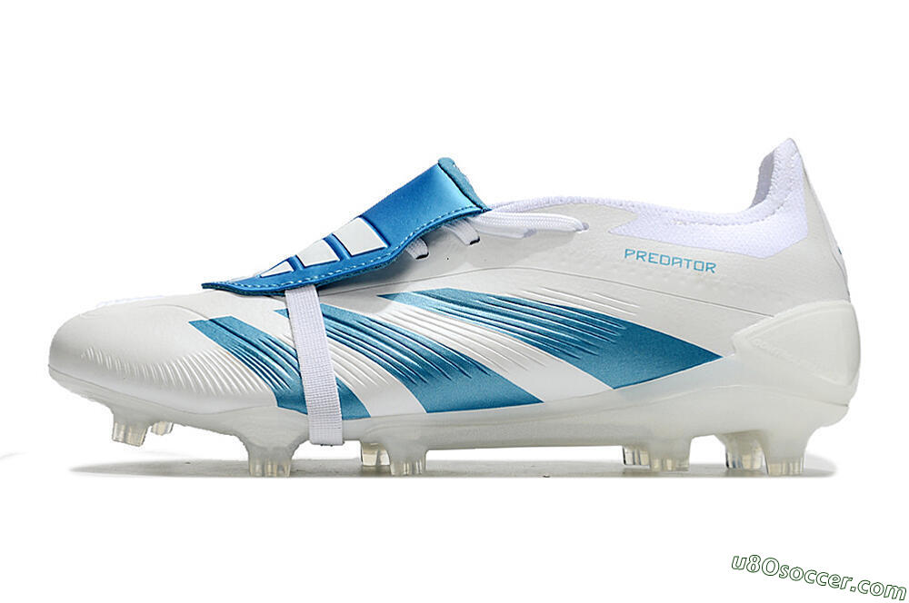 Adidas Predator Elite Foldover Tongue FG Firm Ground Soccer Cleats - White/Blue 2