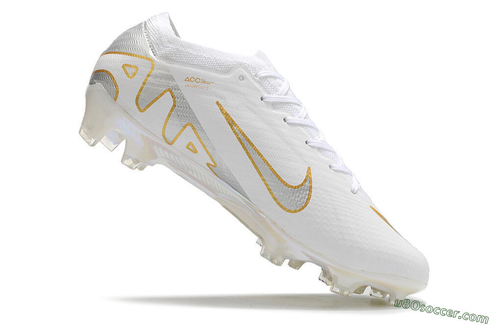 Nike Air Zoom Mercurial Vapor 15 Elite FG Firm Ground Soccer Cleats - White/Silver/Gold 4