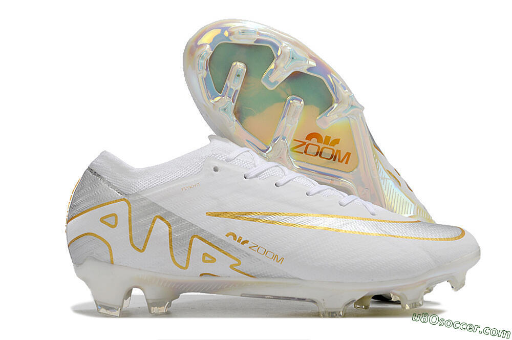 Nike Air Zoom Mercurial Vapor 15 Elite FG Firm Ground Soccer Cleats - White/Silver/Gold 1