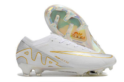 Nike Air Zoom Mercurial Vapor 15 Elite FG Firm Ground Soccer Cleats - White/Silver/Gold