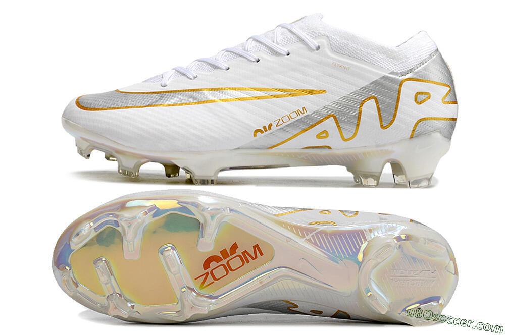 White Silver Gold FG Firm Ground Soccer Cleats | Latest Nike