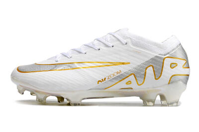 Nike Air Zoom Mercurial Vapor 15 Elite FG Firm Ground Soccer Cleats - White/Silver/Gold