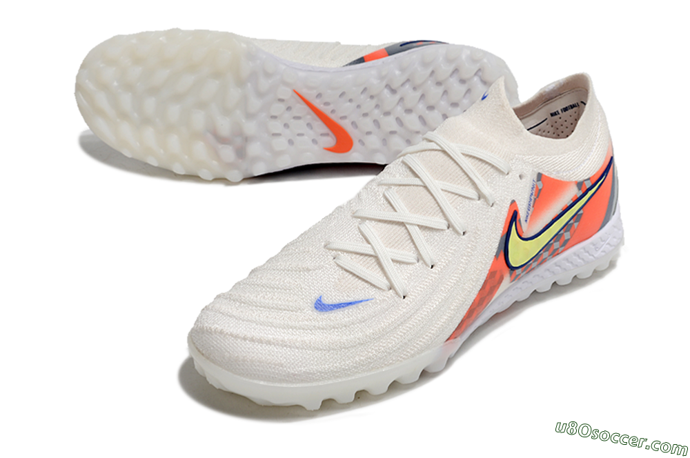 Nike Phantom GX 2 Elite TF Artificial Turf Soccer Shoes - White/Yellow/Blue/Orange 3
