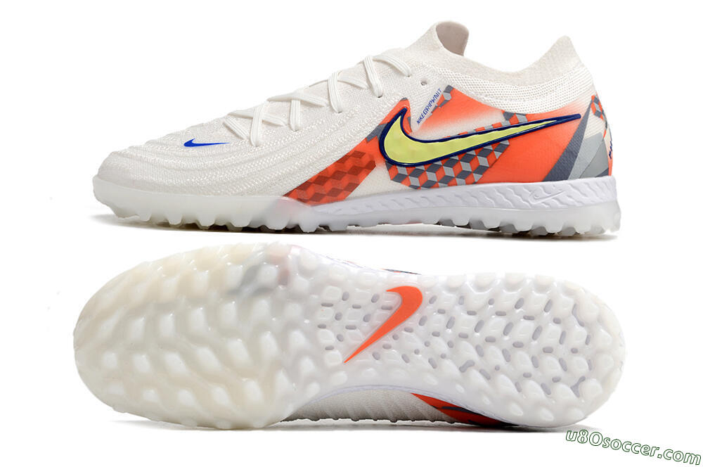 シューズ nike phantom gx 2 pro tf white 27.5 TF Artificial Turf Soccer Shoes in White, Yellow, Blue