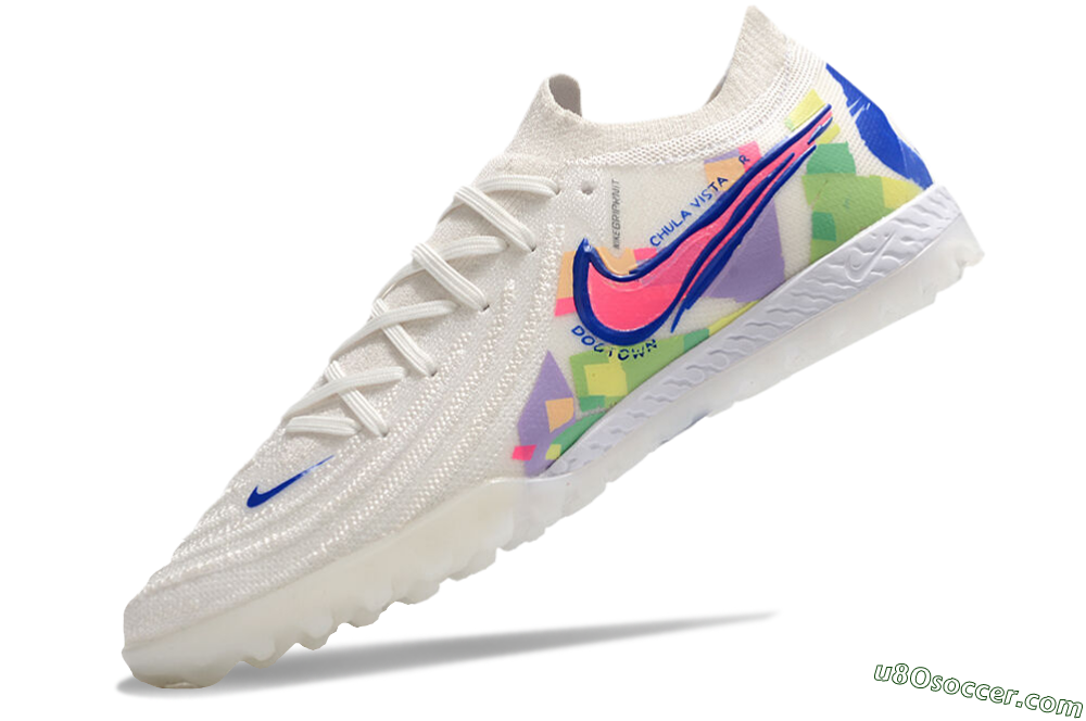 Nike Phantom GX 2 Elite TF Artificial Turf Soccer Shoes - White/Blue/Pink/Yellow 4