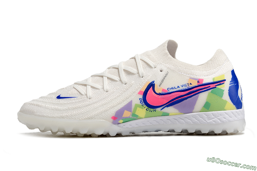 Nike Phantom GX 2 Elite TF Artificial Turf Soccer Shoes - White/Blue/Pink/Yellow 2