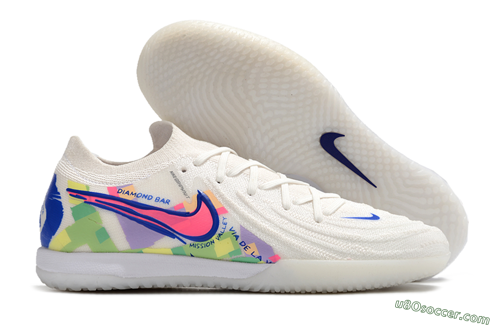 Nike Phantom GX 2 Elite IC Indoor & Futsal Soccer Shoes - White/Blue/Pink/Yellow 1