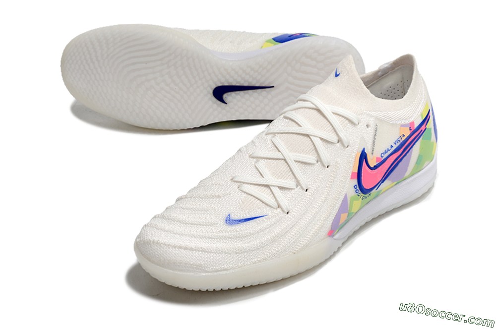 Nike Phantom GX 2 Elite IC Indoor & Futsal Soccer Shoes - White/Blue/Pink/Yellow 3