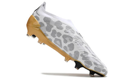 Adidas Predator Accuracy+ Laceless FG Firm Ground Soccer Cleats - White/Grey/Gold
