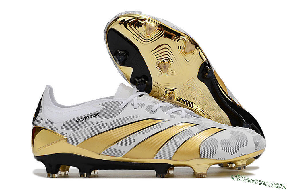 Adidas Predator Elite FG Firm Ground Soccer Cleats - White/Grey/Gold 1