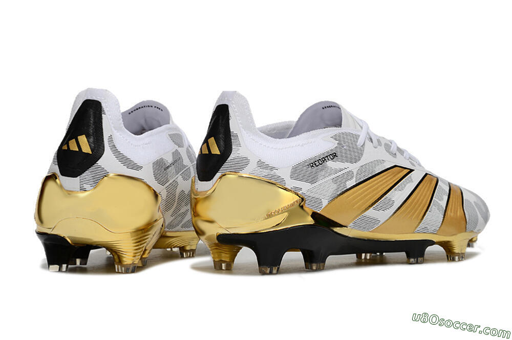 Adidas Predator Elite FG Firm Ground Soccer Cleats - White/Grey/Gold 6