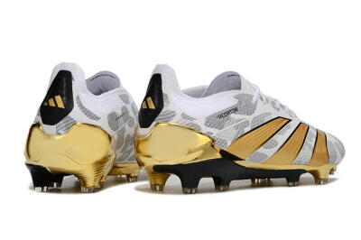 Adidas Predator Elite FG Firm Ground Soccer Cleats - White/Grey/Gold
