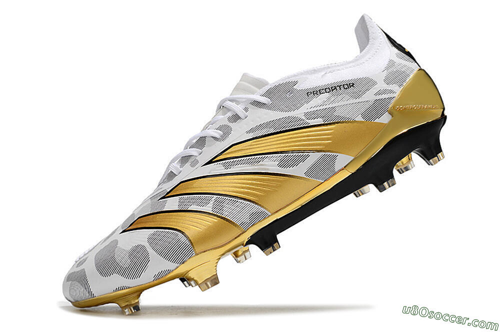Adidas Predator Elite FG Firm Ground Soccer Cleats - White/Grey/Gold 5