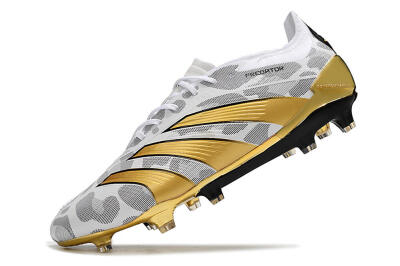 Adidas Predator Elite FG Firm Ground Soccer Cleats - White/Grey/Gold