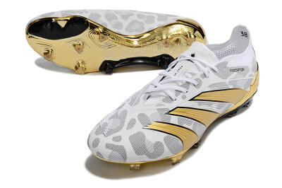 Adidas Predator Elite FG Firm Ground Soccer Cleats - White/Grey/Gold