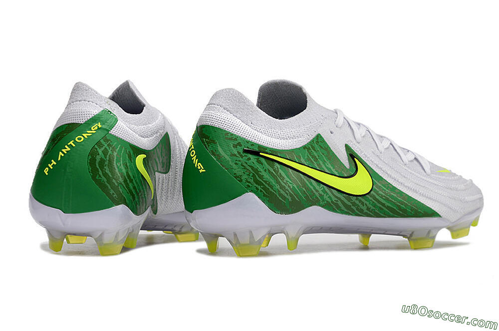 Nike Phantom Luna Elite NU FG Firm Ground Soccer Cleats - White/Green/Yellow 6