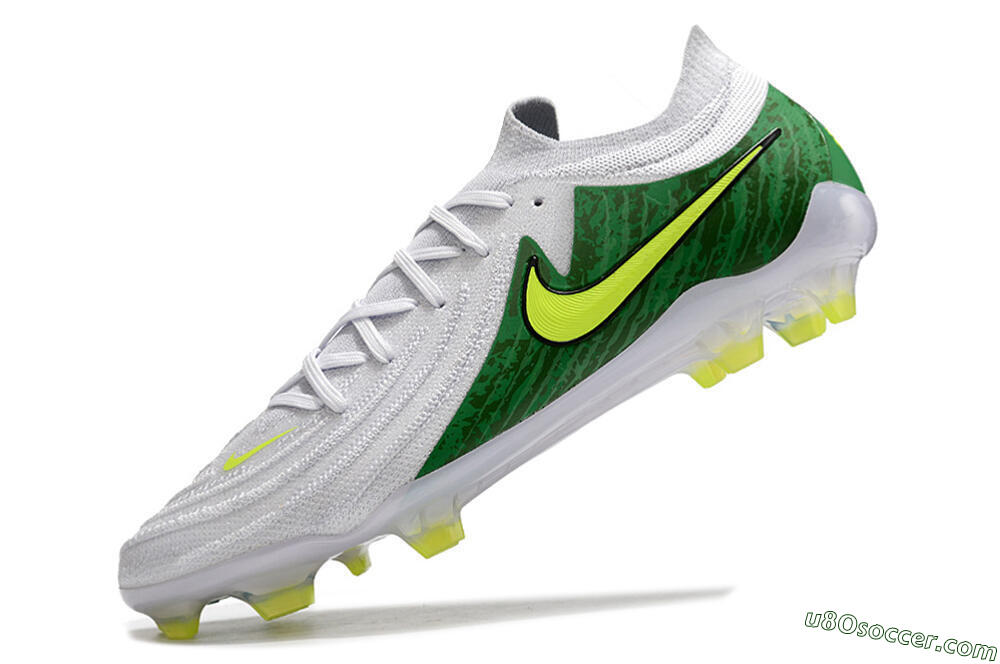 Nike Phantom Luna Elite NU FG Firm Ground Soccer Cleats - White/Green/Yellow 5
