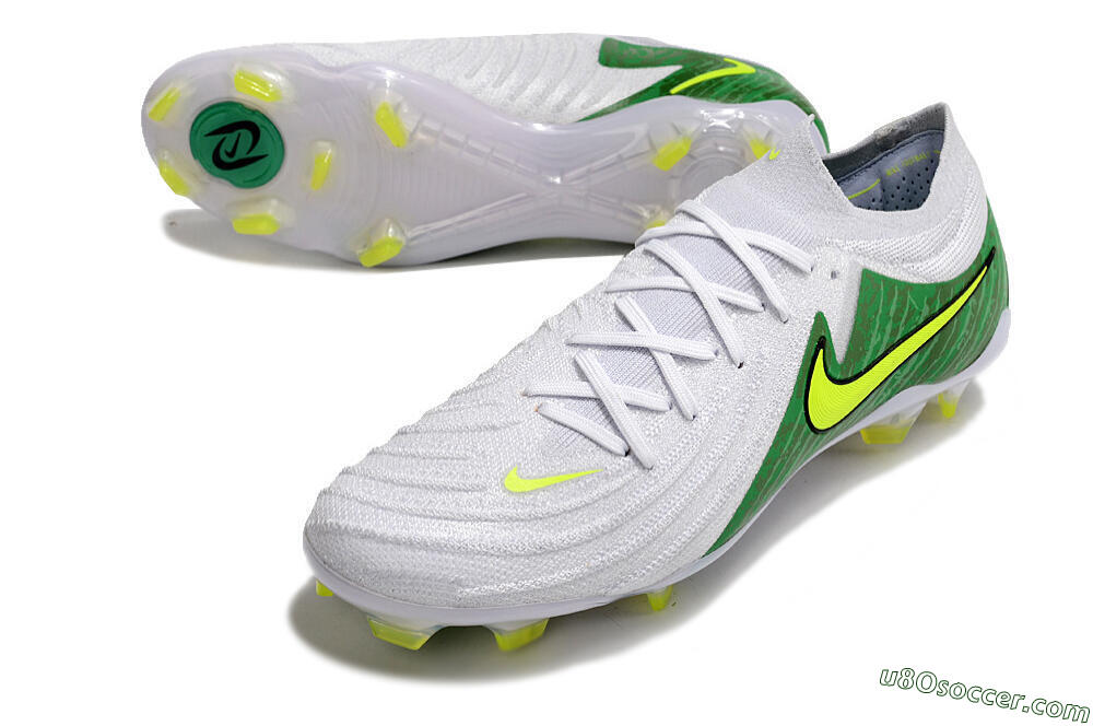 Nike Phantom Luna Elite NU FG Firm Ground Soccer Cleats - White/Green/Yellow 3
