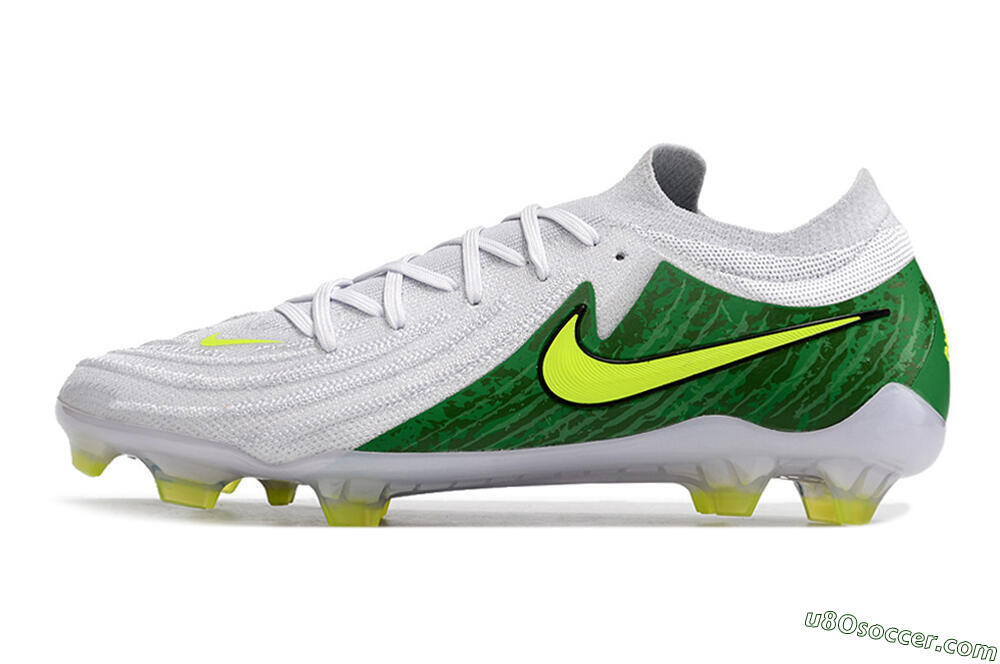Nike Phantom Luna Elite NU FG Firm Ground Soccer Cleats - White/Green/Yellow 2