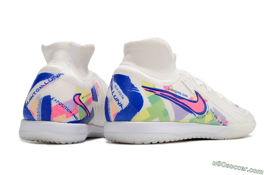 Nike Phantom Luna Elite NU IC Indoor & Futsal Soccer Shoes - White/Blue/Pink/Yellow 6