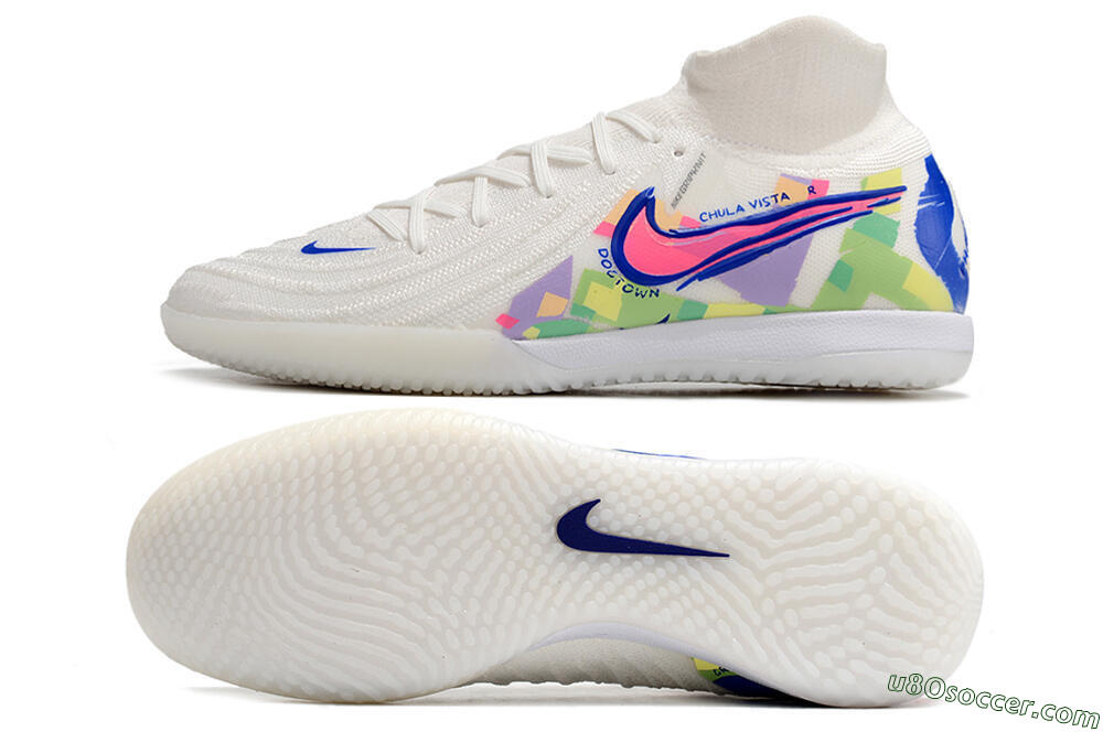 Nike Phantom Luna Elite NU IC Indoor & Futsal Soccer Shoes - White/Blue/Pink/Yellow 0