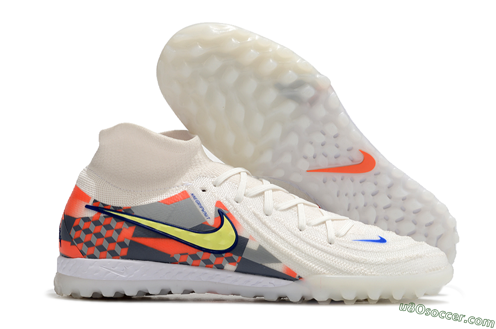 Nike Phantom Luna Elite NU TF Artificial Turf Soccer Shoes - White/Yellow/Blue/Orange 1