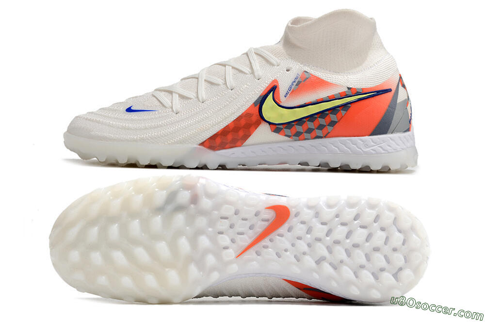 Nike Phantom Luna Elite NU TF Artificial Turf Soccer Shoes - White/Yellow/Blue/Orange 0