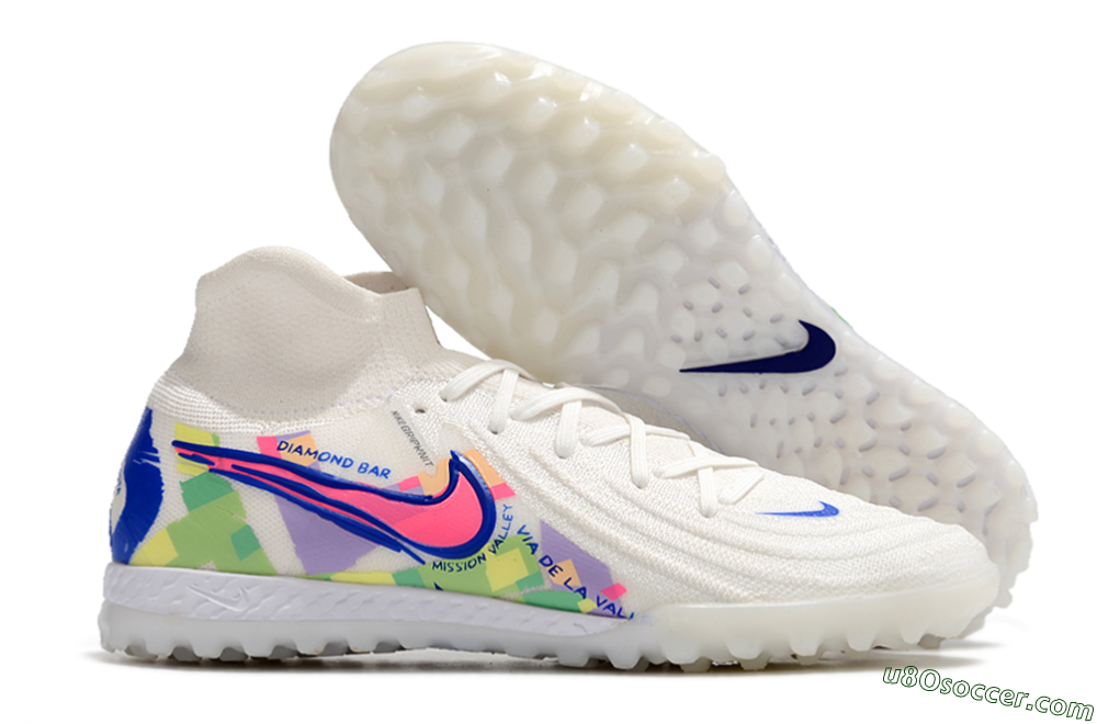 Nike Phantom Luna Elite NU TF Artificial Turf Soccer Shoes - White/Blue/Pink/Yellow 1