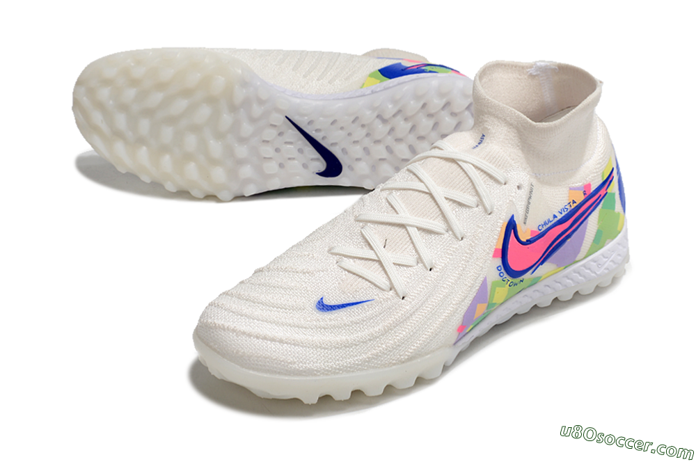 Nike Phantom Luna Elite NU TF Artificial Turf Soccer Shoes - White/Blue/Pink/Yellow 3