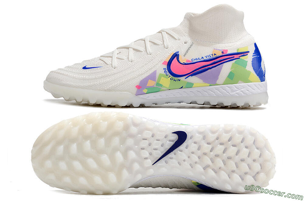 Nike Phantom Luna Elite NU TF Artificial Turf Soccer Shoes - White/Blue/Pink/Yellow 0