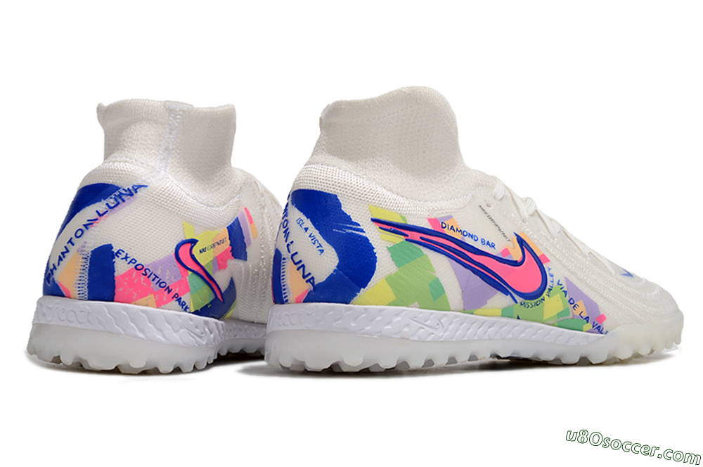 Nike Phantom Luna Elite NU TF Artificial Turf Soccer Shoes - White/Blue/Pink/Yellow 6