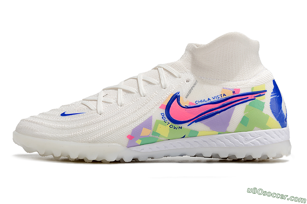 Nike Phantom Luna Elite NU TF Artificial Turf Soccer Shoes - White/Blue/Pink/Yellow 2