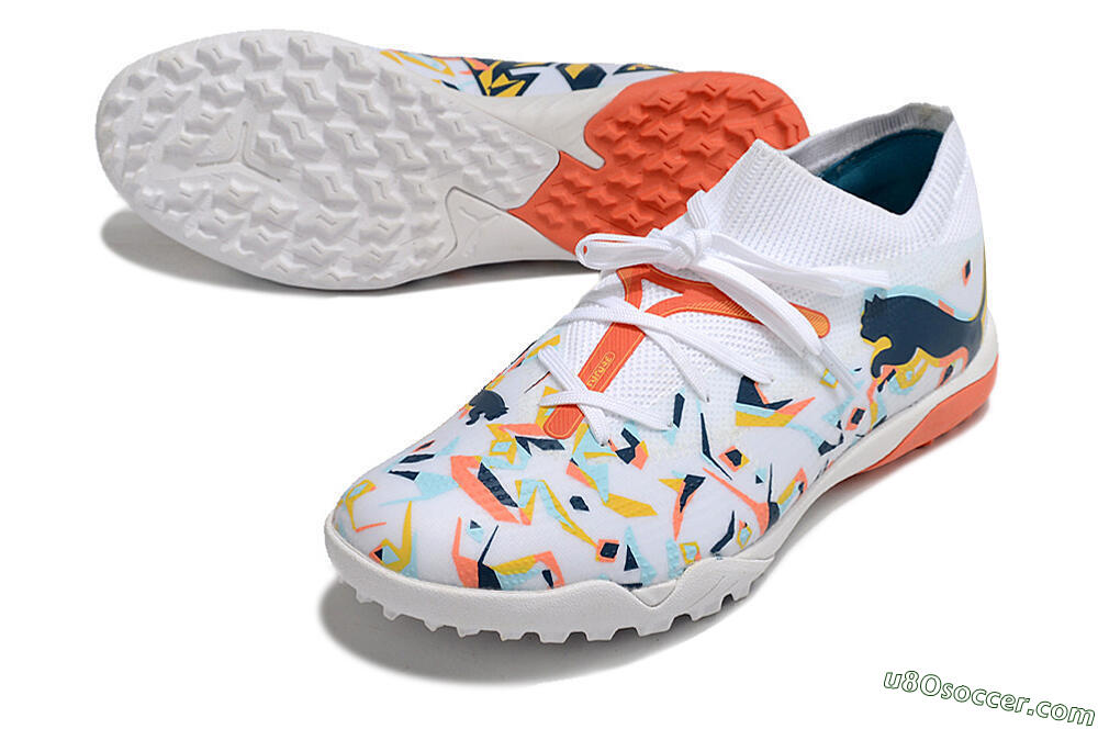 Puma Future X Powercat Tokyo Match TF Artificial Turf Soccer Shoes - White/Orange/Black/Blue 3