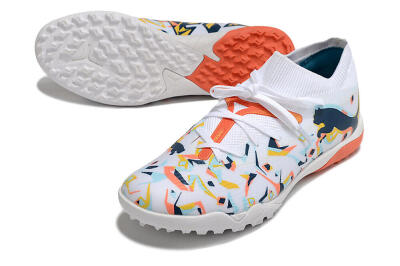 Puma Future X Powercat Tokyo Match TF Artificial Turf Soccer Shoes - White/Orange/Black/Blue