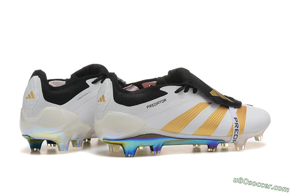 Adidas Predator Elite Foldover Tongue FG Firm Ground Soccer Cleats - White/Black/Gold 9