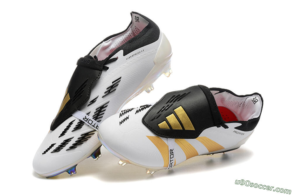 Adidas Predator Elite Foldover Tongue FG Firm Ground Soccer Cleats - White/Black/Gold 6