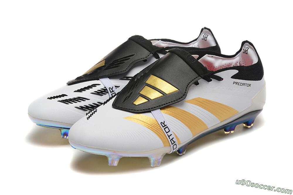 Adidas Predator Elite Foldover Tongue FG Firm Ground Soccer Cleats - White/Black/Gold 5