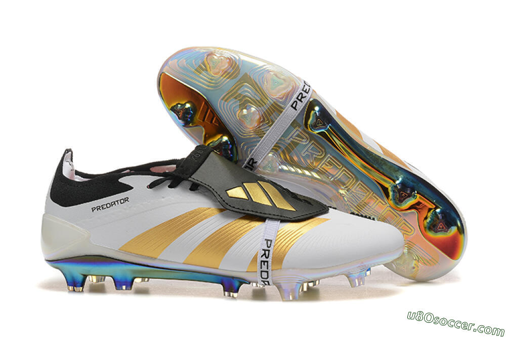 Adidas Predator Elite Foldover Tongue FG Firm Ground Soccer Cleats - White/Black/Gold 1