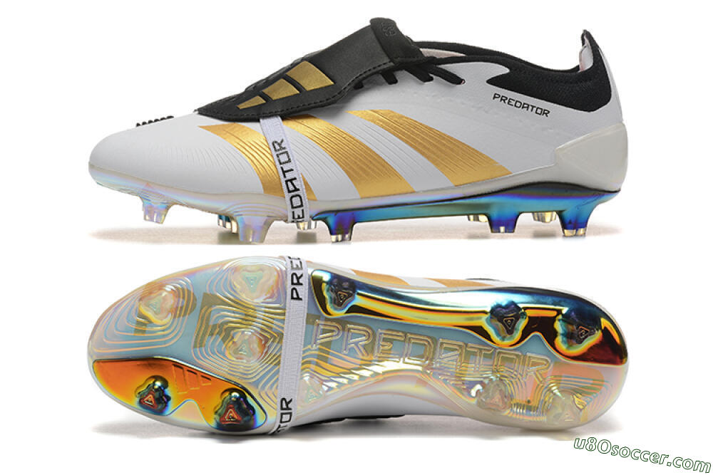 Adidas Predator Elite Foldover Tongue FG Firm Ground Soccer Cleats - White/Black/Gold 0