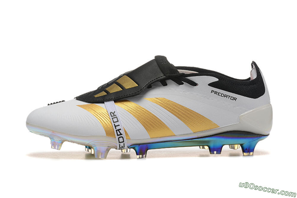 Adidas Predator Elite Foldover Tongue FG Firm Ground Soccer Cleats - White/Black/Gold 2