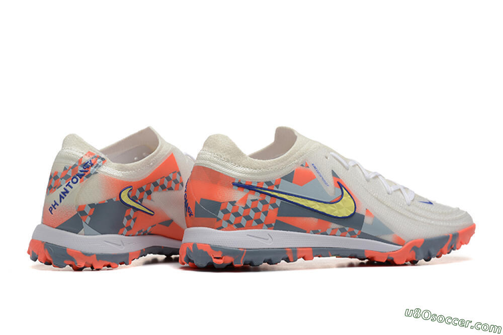 Nike Phantom GX 2 Elite TF Artificial Turf Soccer Shoes - White/Blue/Yellow/Orange 5