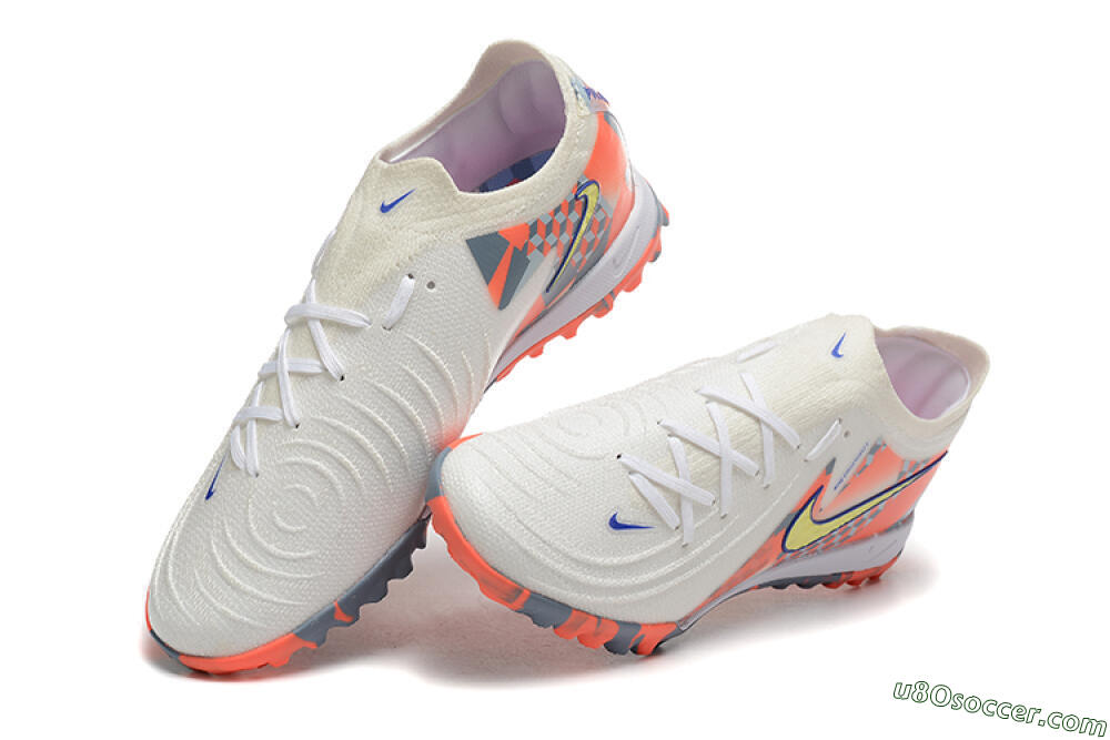 Nike Phantom GX 2 Elite TF Artificial Turf Soccer Shoes - White/Blue/Yellow/Orange 6