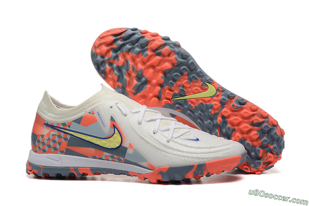 Nike Phantom GX 2 Elite TF Artificial Turf Soccer Shoes - White/Blue/Yellow/Orange 1