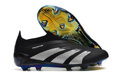 Adidas Predator Accuracy+ Laceless FG Firm Ground Soccer Cleats - Black/Silver