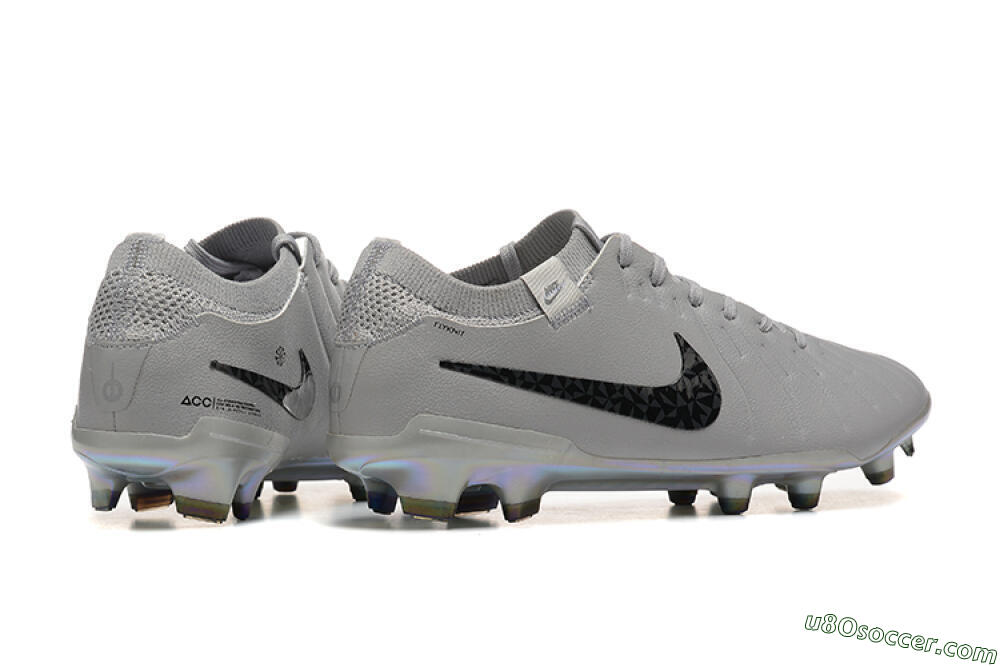 Nike Tiempo Legend 10 Elite FG Firm Ground Soccer Cleats - Grey/Black/Silver 9