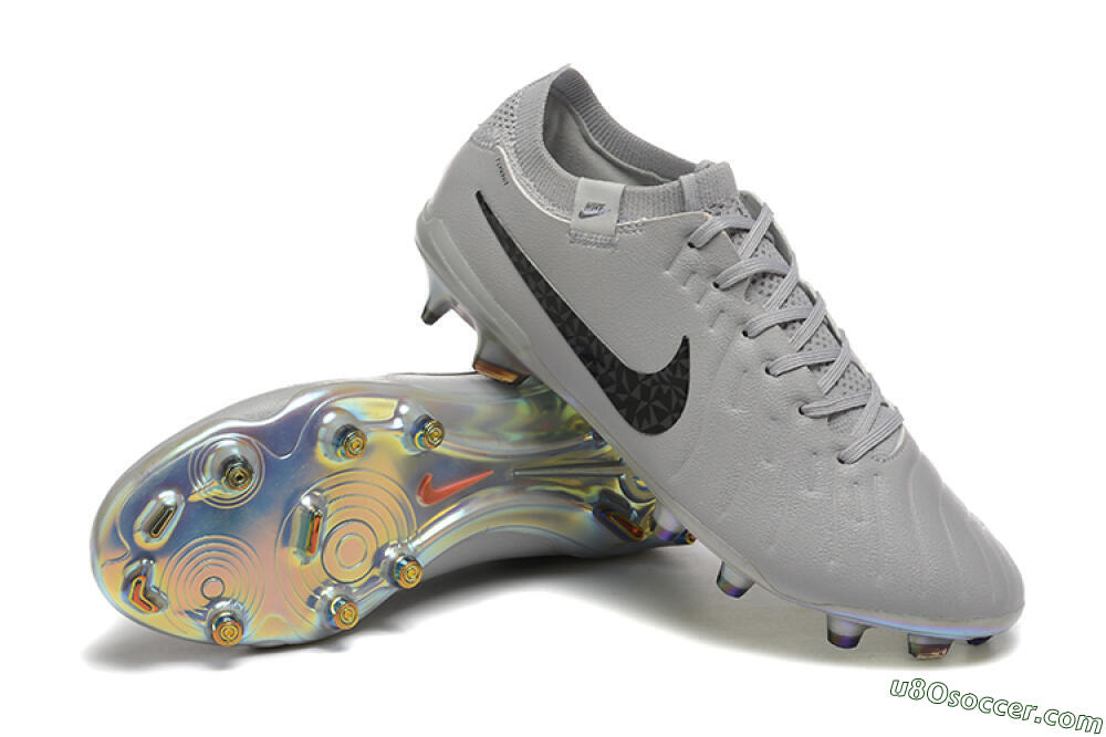 Nike Tiempo Legend 10 Elite FG Firm Ground Soccer Cleats - Grey/Black/Silver 4