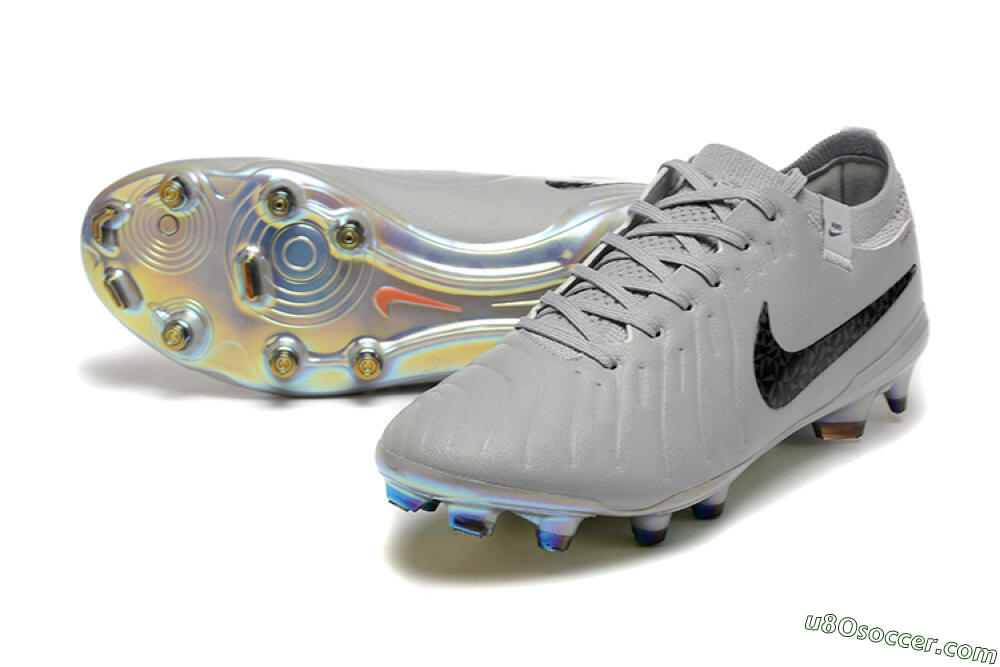 Nike Tiempo Legend 10 Elite FG Firm Ground Soccer Cleats - Grey/Black/Silver 3