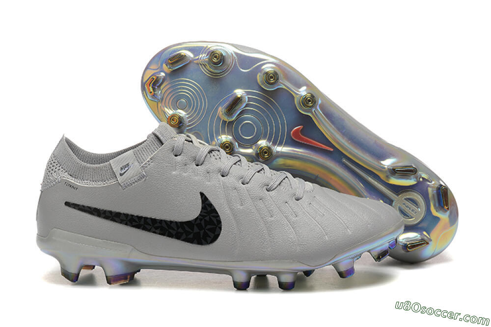 Nike Tiempo Legend 10 Elite FG Firm Ground Soccer Cleats - Grey/Black/Silver 1